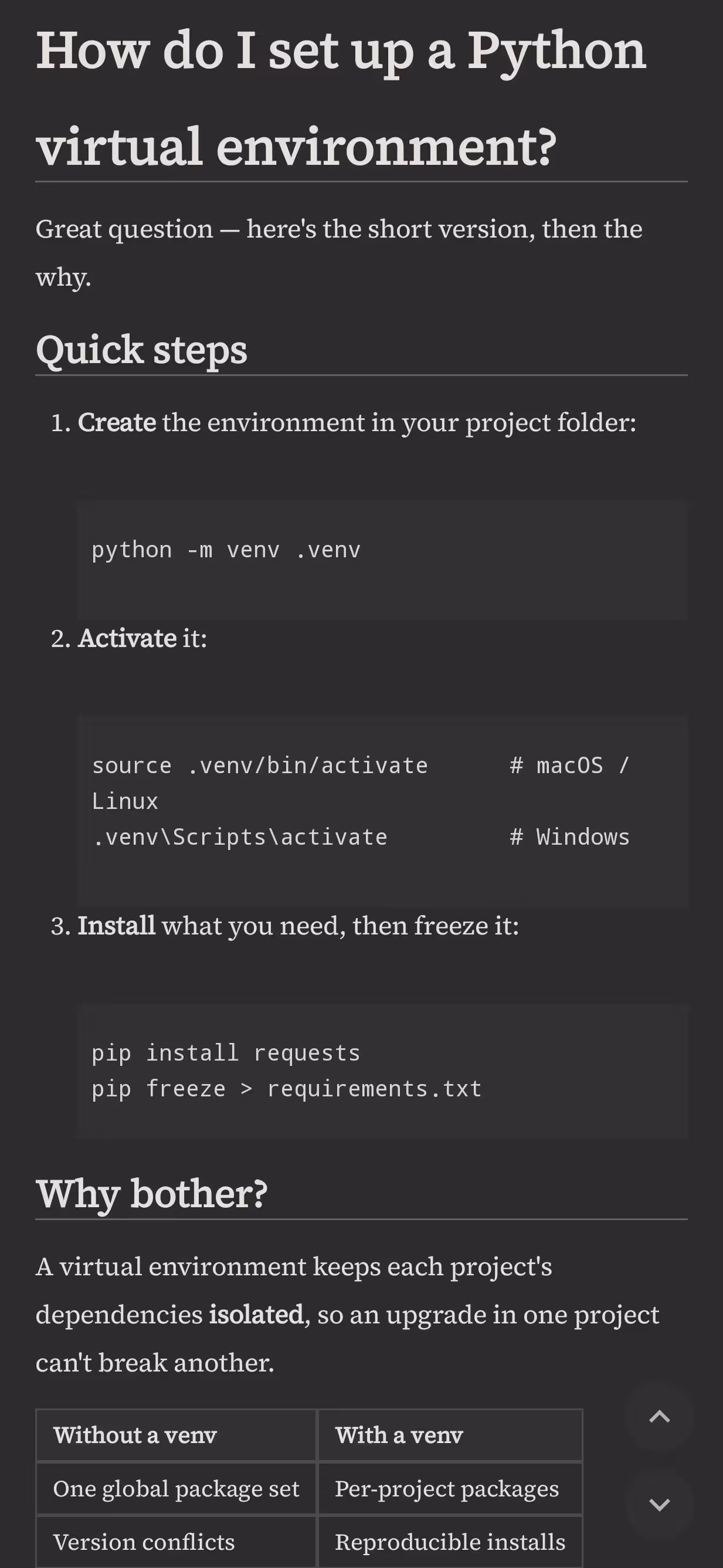 AI assistant output saved as Markdown and rendered cleanly in Pilcrow.
